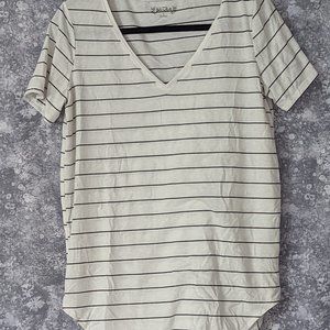 White with black stripes tee